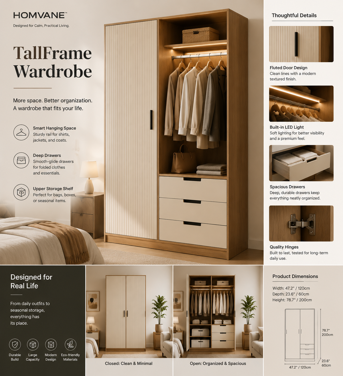 HOMVANE™ TallFrame Wardrobe